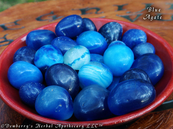 BLUE ONYX Crystal Gemstone Tumbled. Stone Of Steadfastness & Determination