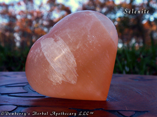 SELENITE HEART Orange Crystal Gemstone, 45-55mm -  Spirit Lifter, Divine Joy, Crystal Grid Work